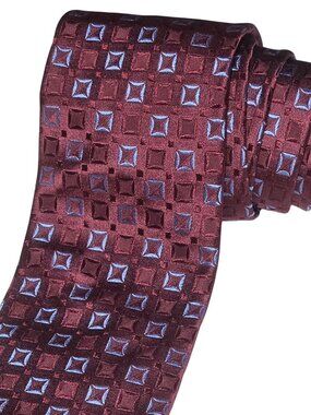 Guy Laroche Paris Burgundy Silk Geometric Tie (SKU#1187)